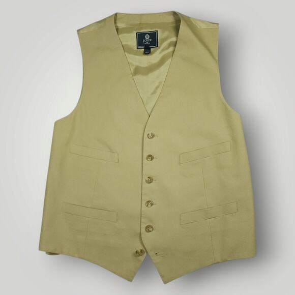J Crew Suit Vest Waistcoat Mens M Thompson Slim Fit Buckle Back Chino Preppy Tan - Picture 1 of 8